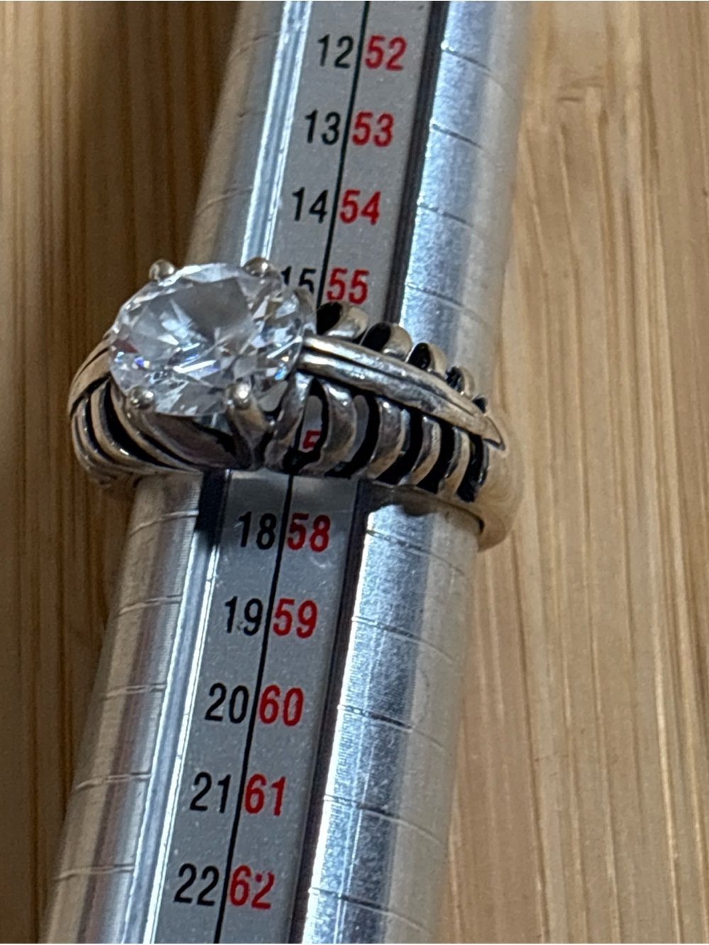 KABANA Sterling Silver Vintage Oval-Cut C Z Modernist Oxidized Ring Size 8